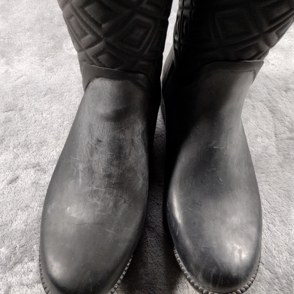 Tory Burch Marion Tall Quilted Rain Boots Riding Boots BLACK SIZE 8 B - Picture 5 of 11